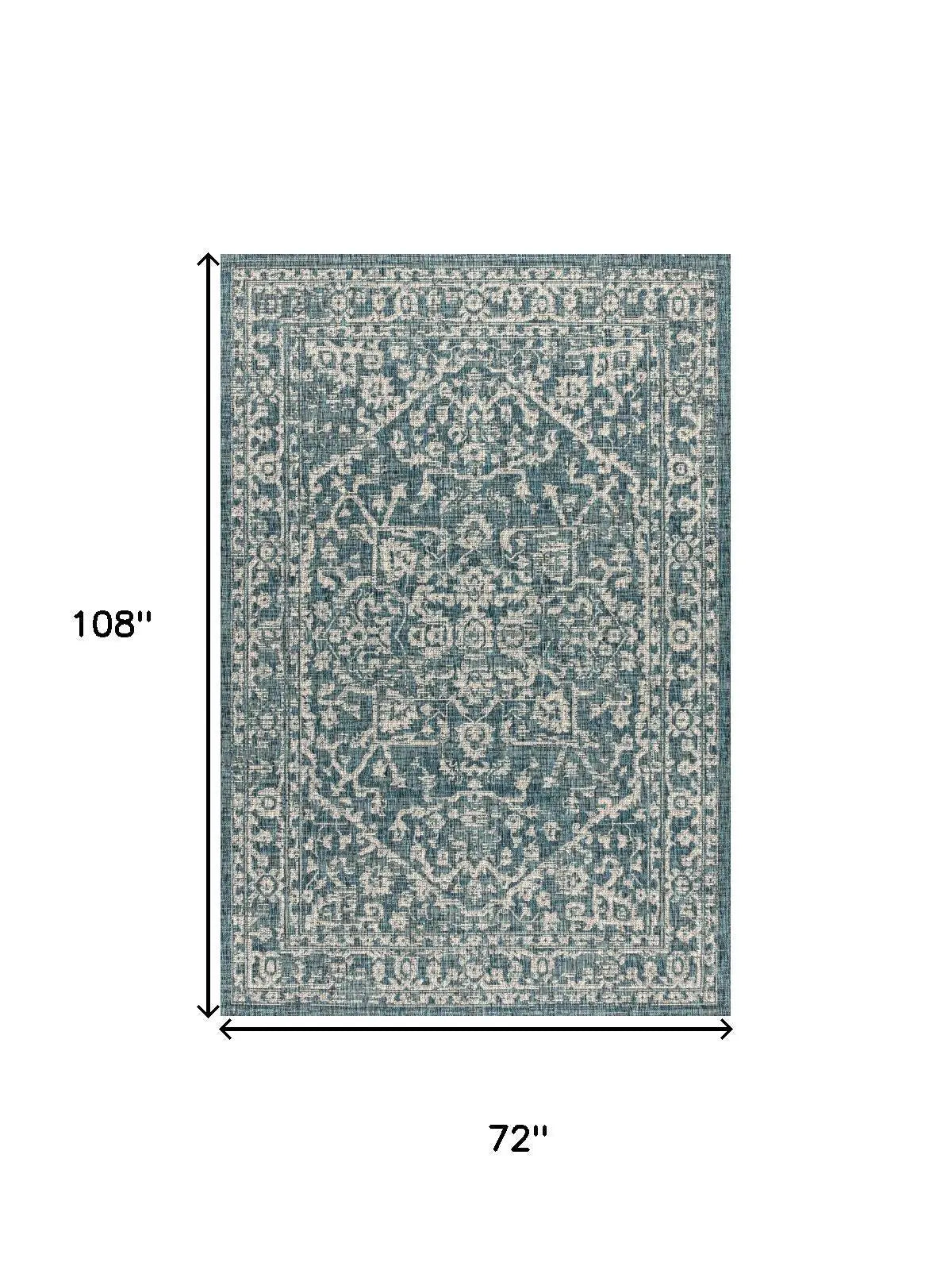 6' X 9' Teal Blue And Gray Medallion Indoor Outdoor Area Rug Homeroots Outdoor