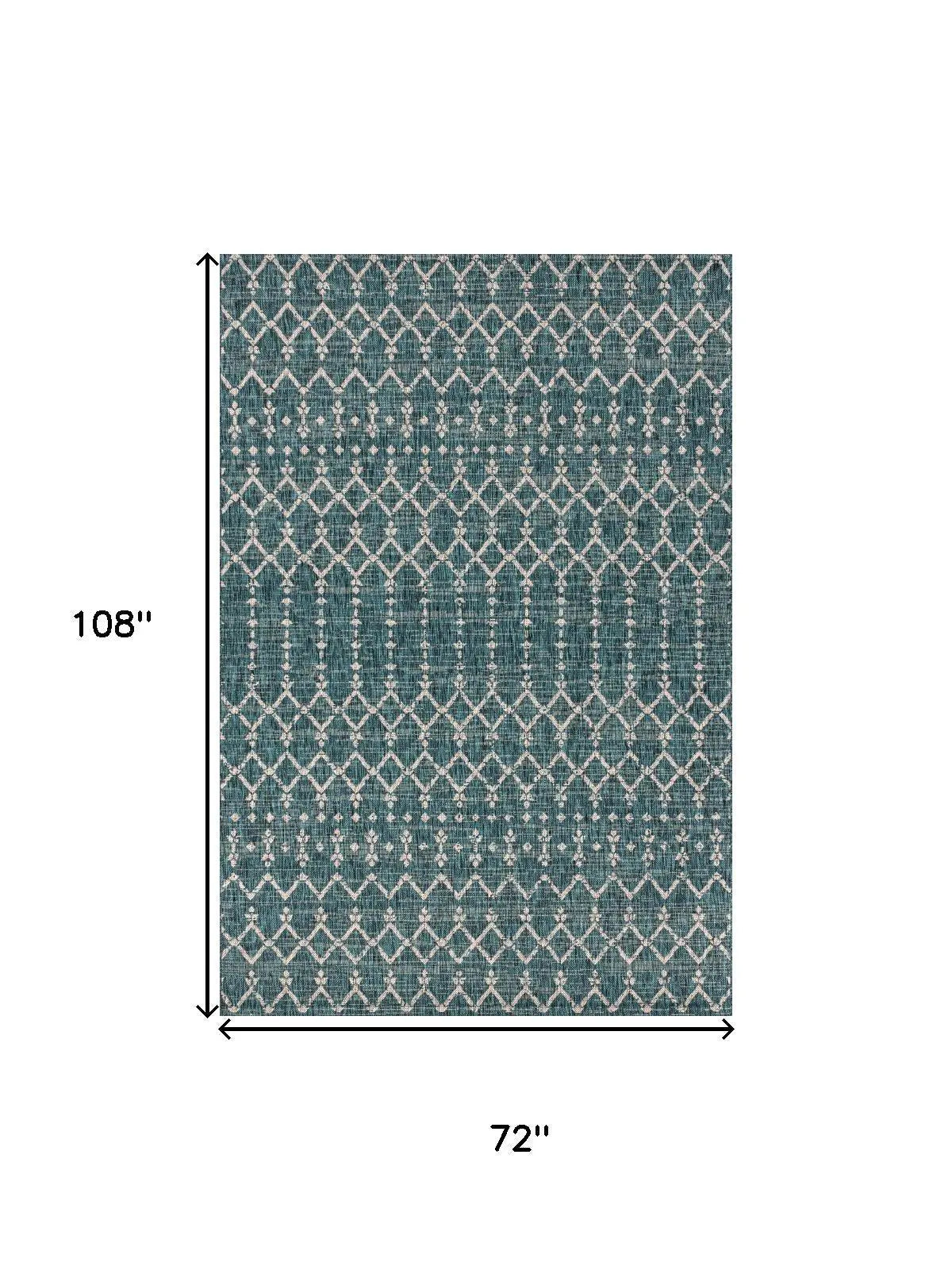 6' X 9' Teal Blue And Gray Trellis Indoor Outdoor Area Rug Homeroots Outdoor