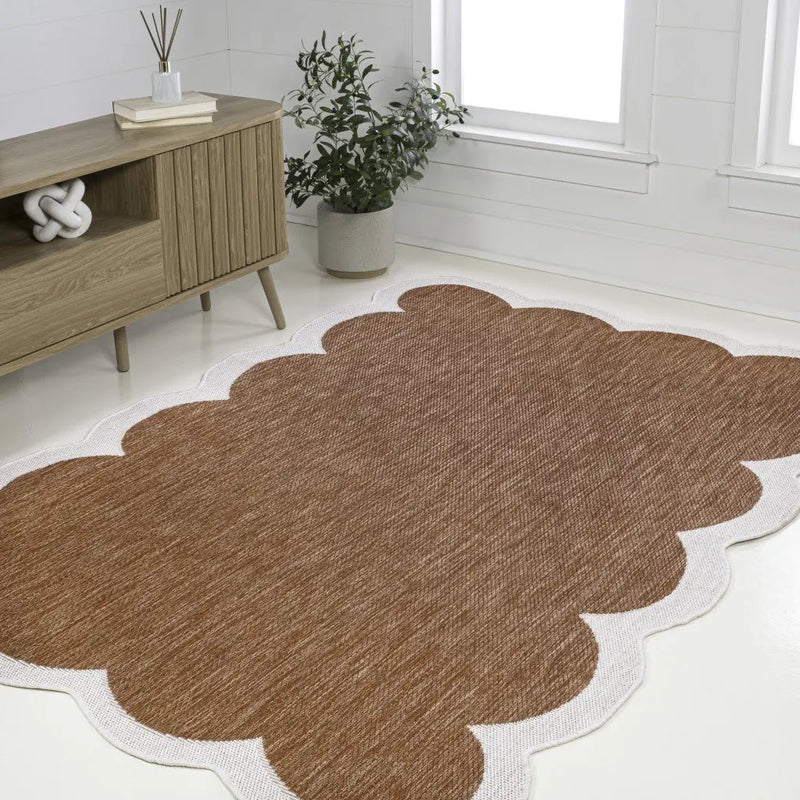 6' X 9' Terra Cotta And Cream Indoor Outdoor Area Rug Homeroots Outdoor