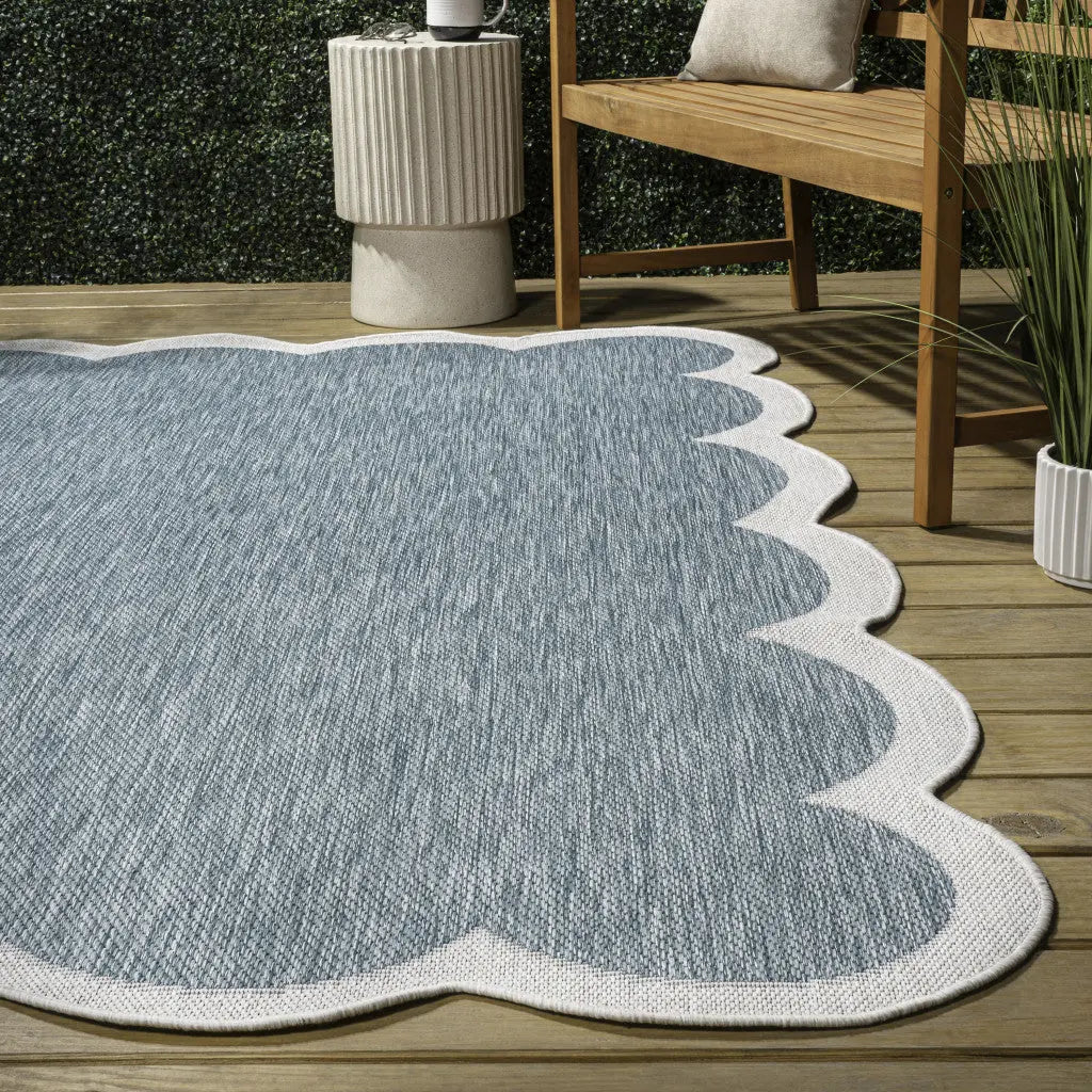 6' X 9' Turquoise And Cream Indoor Outdoor Area Rug Homeroots Outdoor