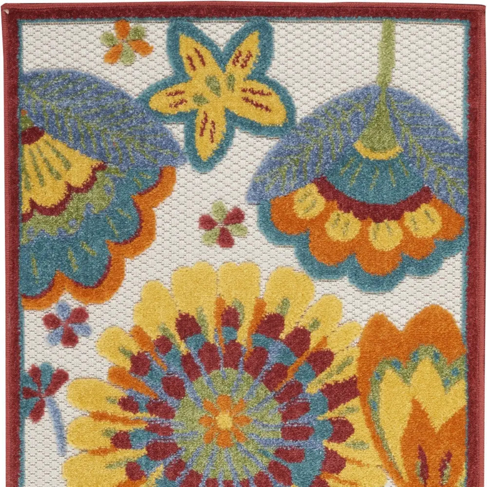 6' Yellow And Red Indoor Outdoor Runner Rug Homeroots Outdoor