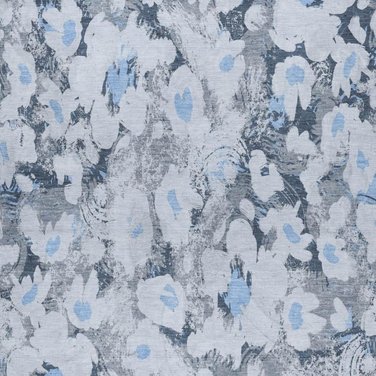 10' X 14' Denim Blue And Blue Floral Shag Washable Area Rug With UV Protection - Home & Garden