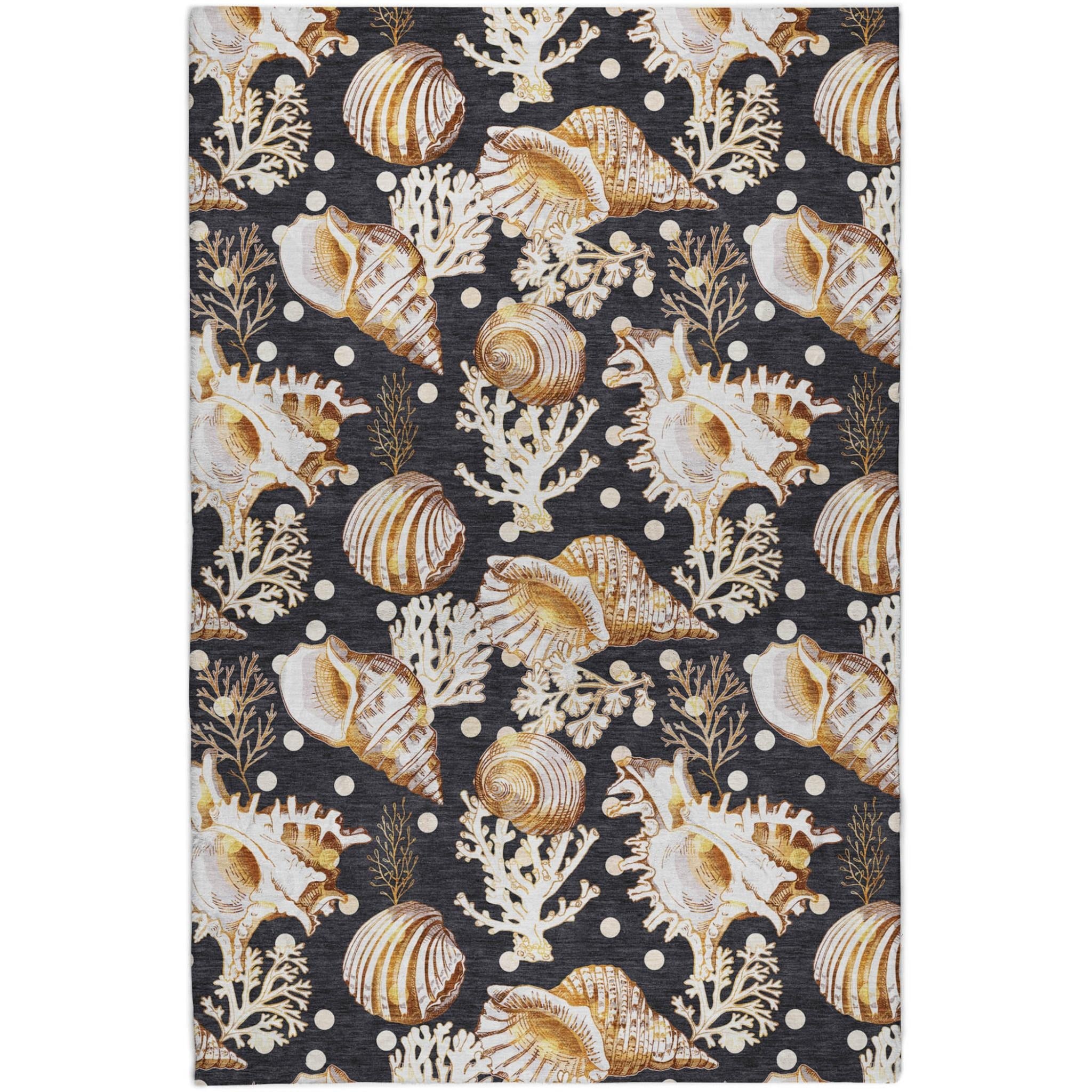 10' X 14' Midnight And Chocolate Animal Print Shag Washable Area Rug With UV Protection - Home & Garden