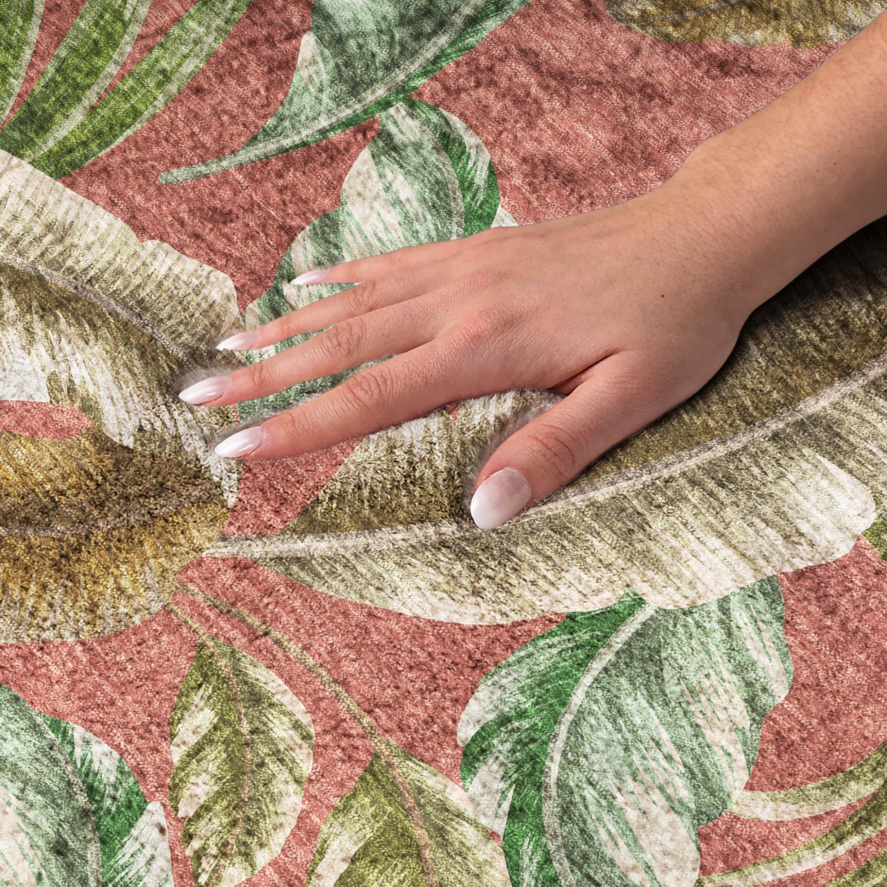 10' X 14' Red And Chocolate Floral Shag Washable Area Rug With UV Protection - Home & Garden