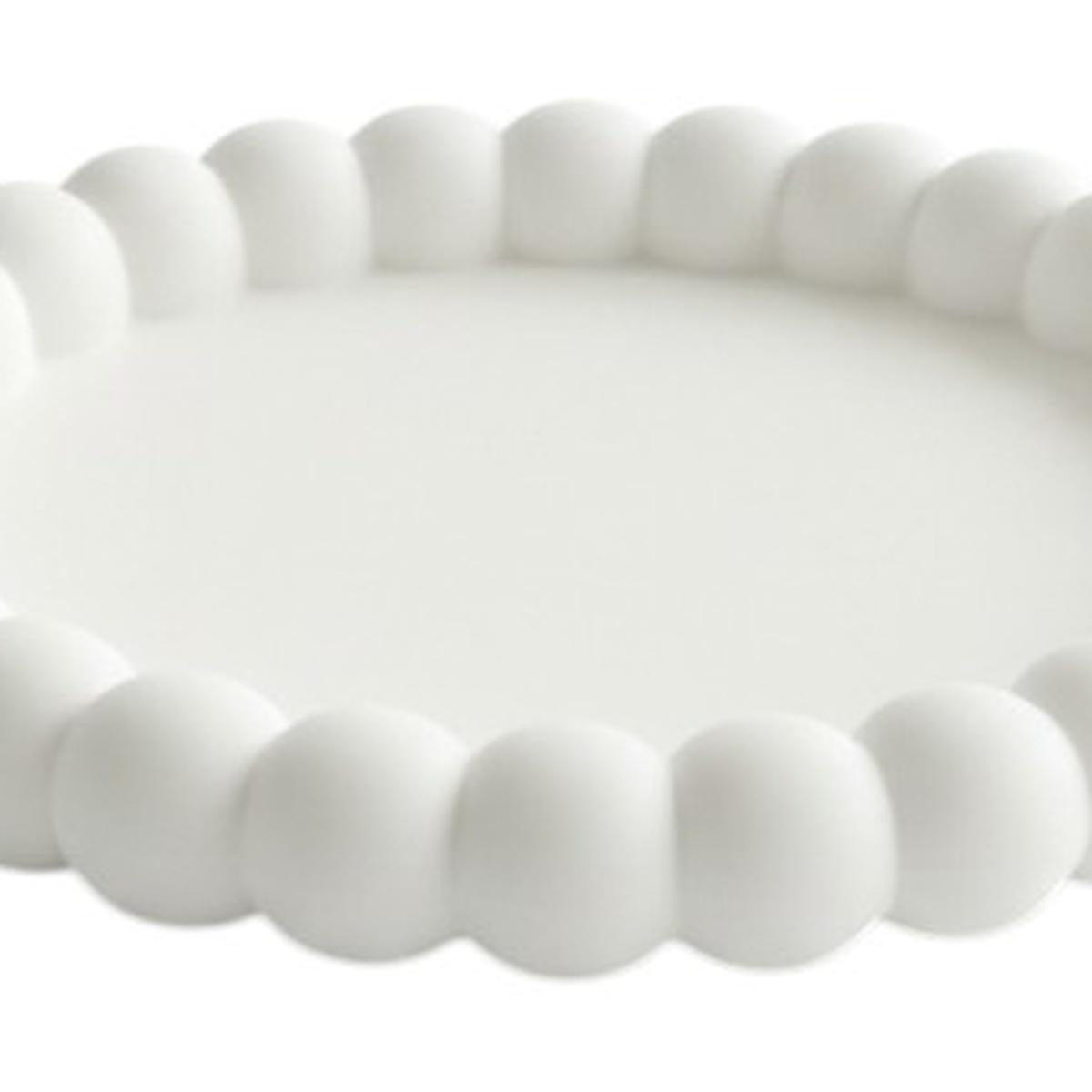 6" White Resin Handmade Round Trinket Tray - Kitchen & Dining