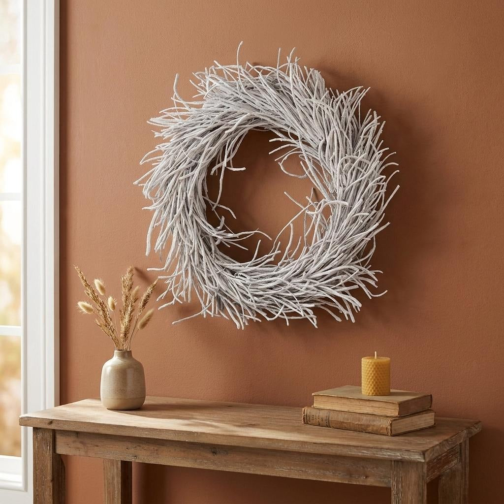 28" White Willow Dried Wreath - Home & Garden