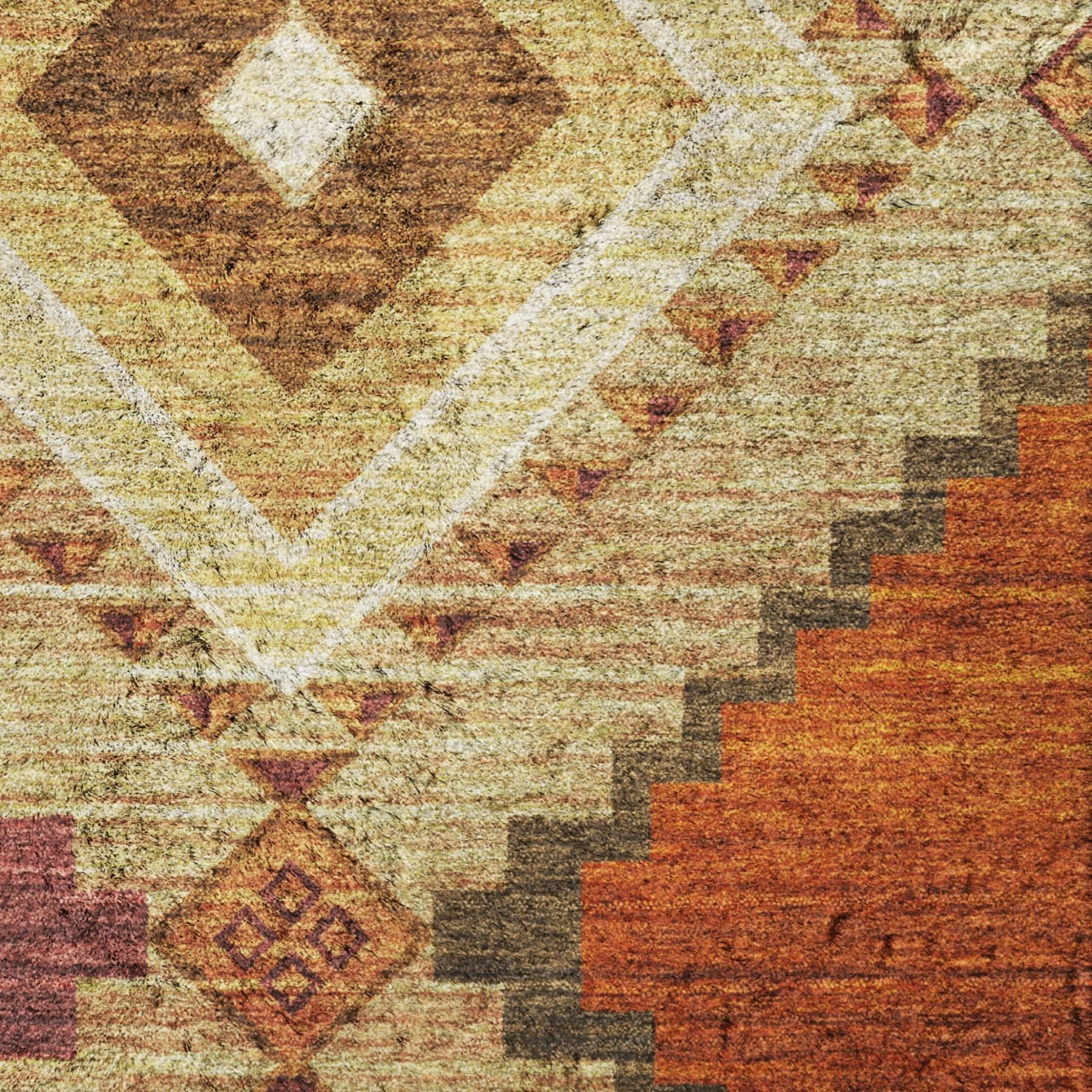 10' X 14' Brown And Chocolate Geometric Shag Washable Area Rug With UV Protection - Home & Garden