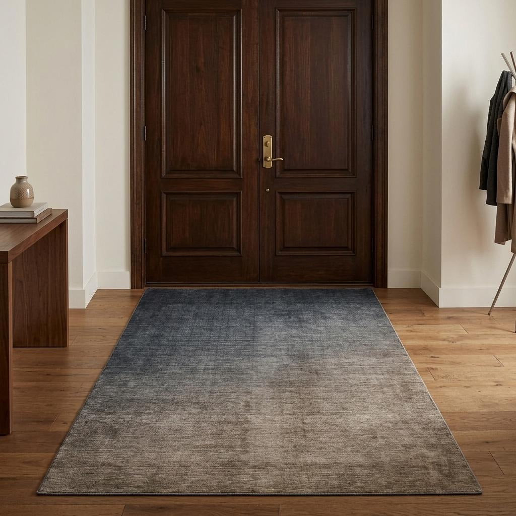 3' X 5' Gray And Charcoal Ombre Shag Washable Area Rug With UV Protection - Home & Garden