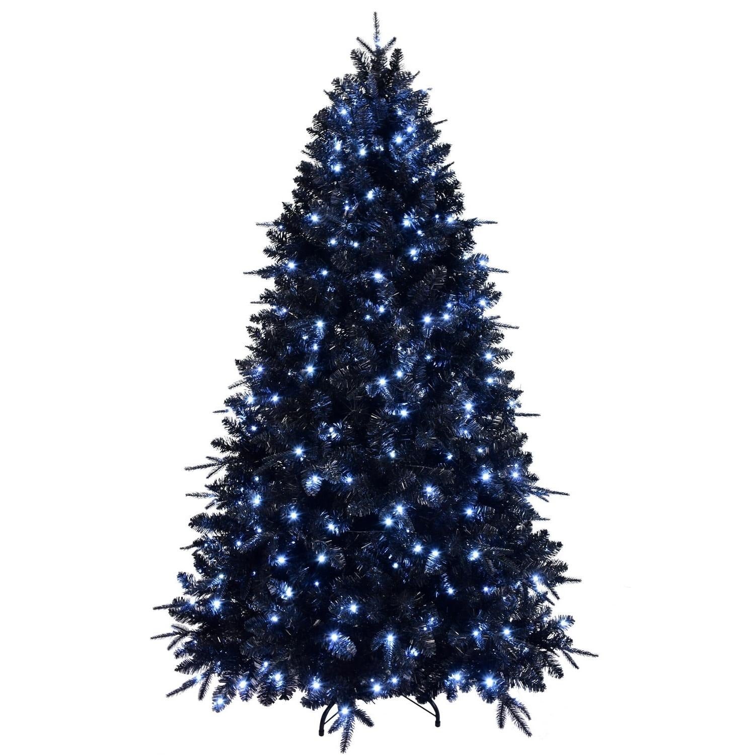7.5' Black Pre Lit Full Spruce Christmas Tree - Home & Garden