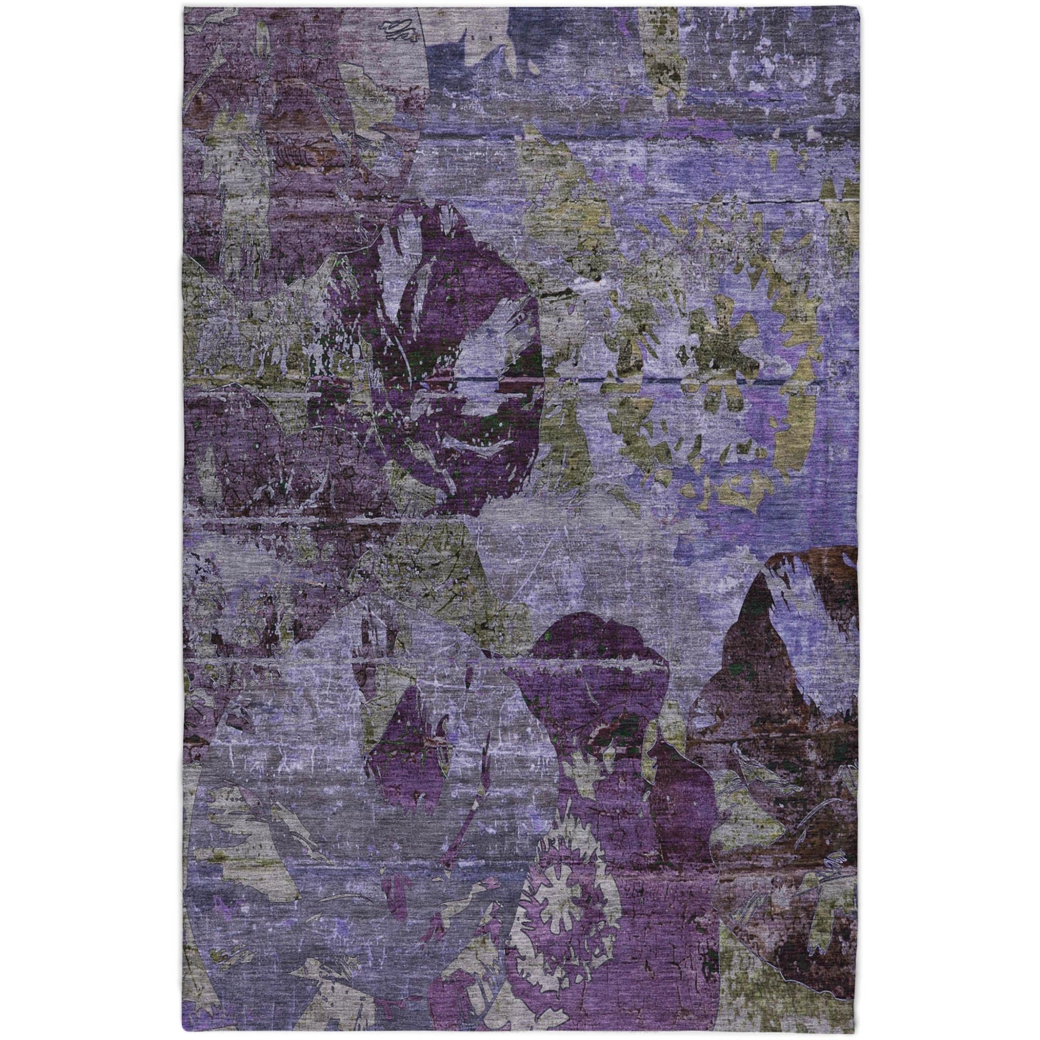 10' X 14' Purple And Gray Abstract Shag Washable Area Rug With UV Protection - Home & Garden