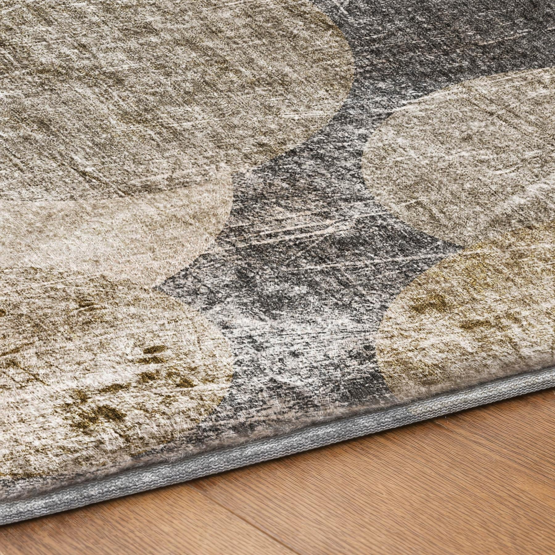 10' X 14' Brown And Taupe Geometric Shag Washable Area Rug With UV Protection - Home & Garden