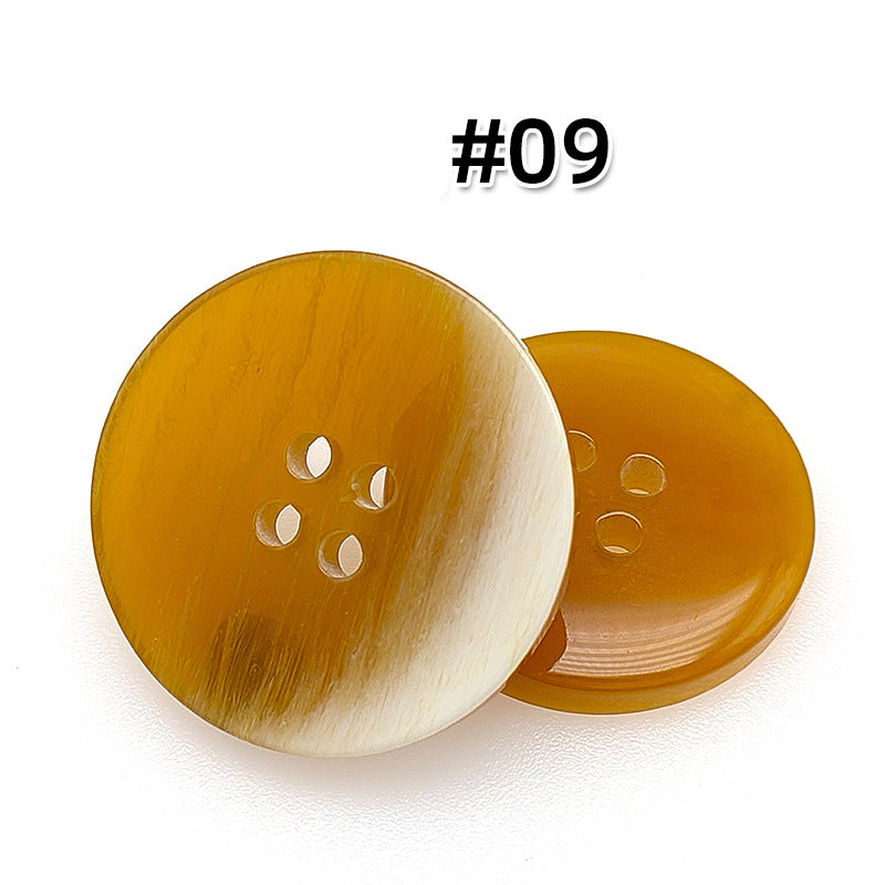 Four-Hole Mixed Flower Resin Button Wild Round Coat Button Suit Suit Wind Clothes Clothing Accessories Button 15mm #09