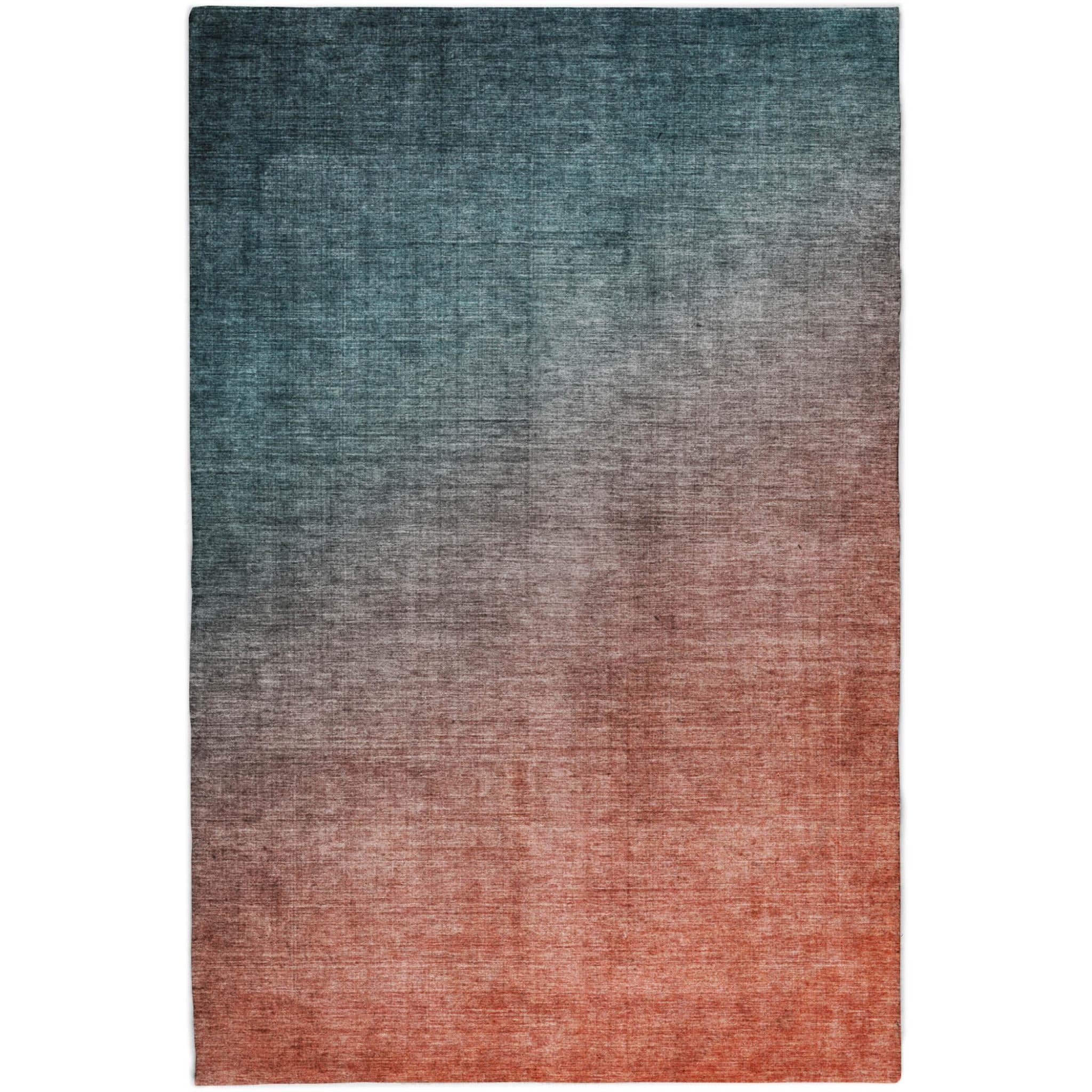 3' X 5' Teal And Gray Ombre Shag Washable Area Rug With UV Protection - Home & Garden