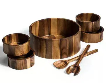 7 Piece - Extra Large Salad Bowl with Servers and 4 Individuals Kalmar Home