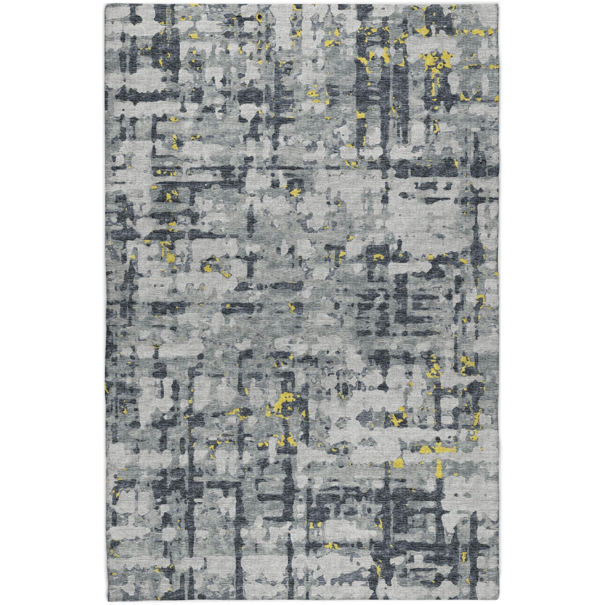 5' X 8' Gray And Charcoal Abstract Shag Washable Area Rug With UV Protection - Home & Garden