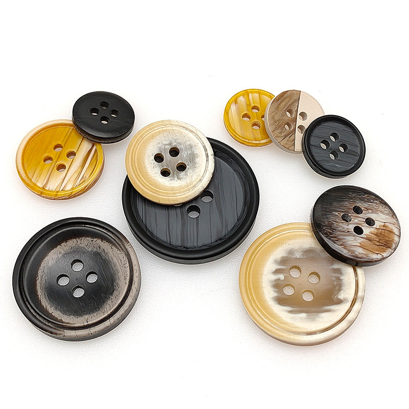 Four-Hole Mixed Flower Resin Button Wild Round Coat Button Suit Suit Wind Clothes Clothing Accessories Button