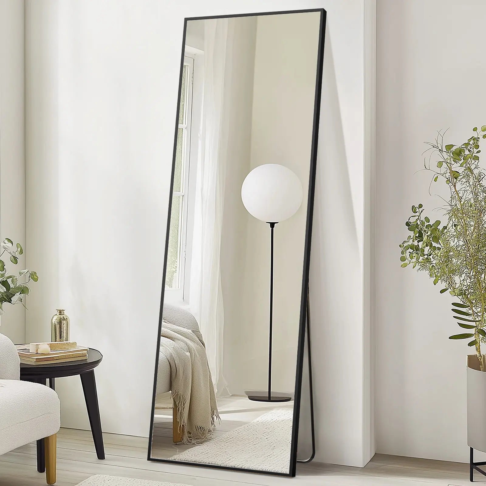 70" Black Aluminum Freestanding And Wall Mounted Framed Full Length Mirror Homeroots Bed & Bath