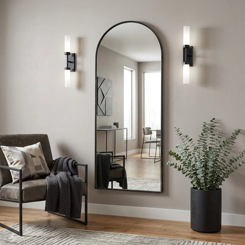 70" Black Metal Arch Framed Full Length Hanging Mirror Homeroots Bed & Bath