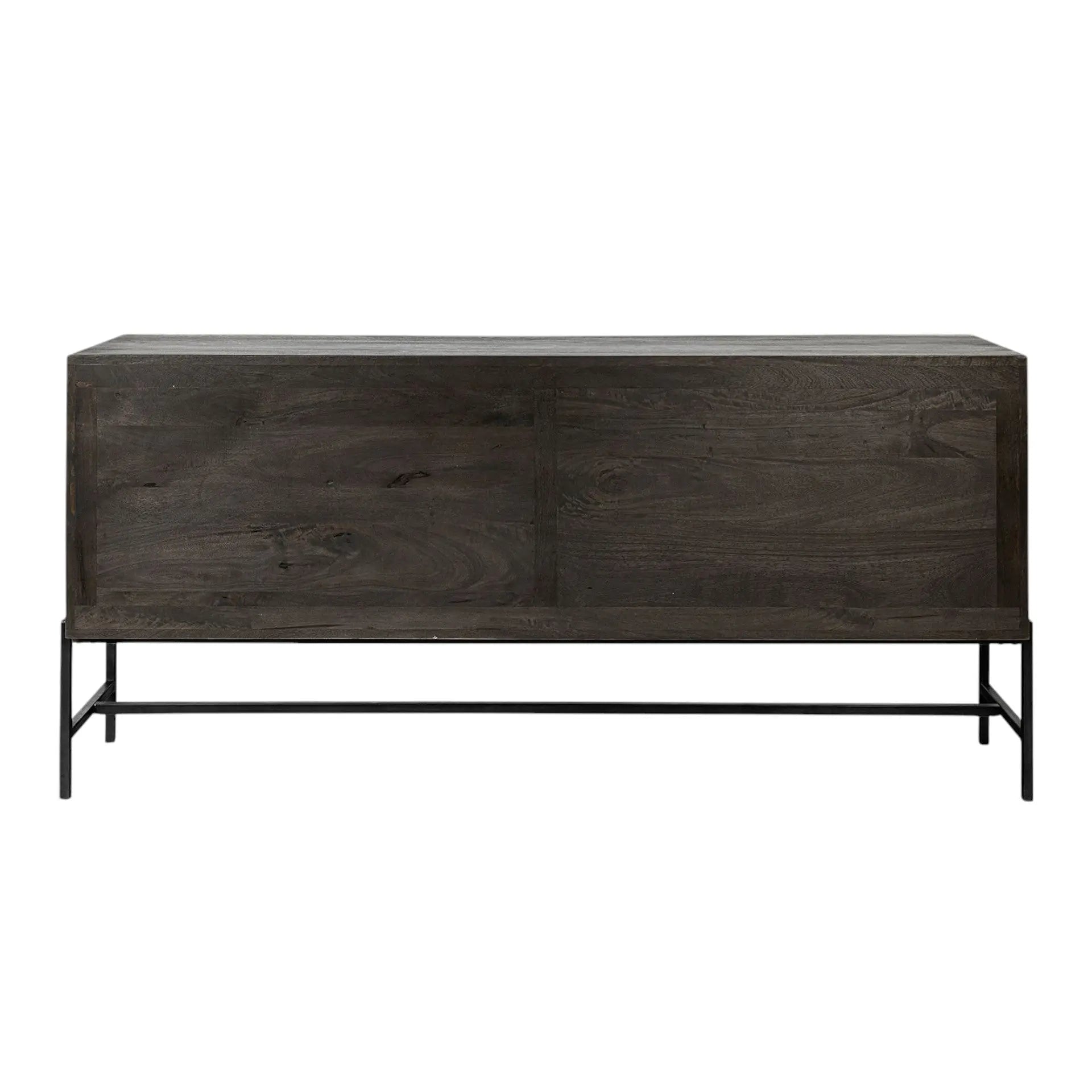 70" Black Solid Wood Sideboard with Four Glass Doors Homeroots Kitchen & Dining