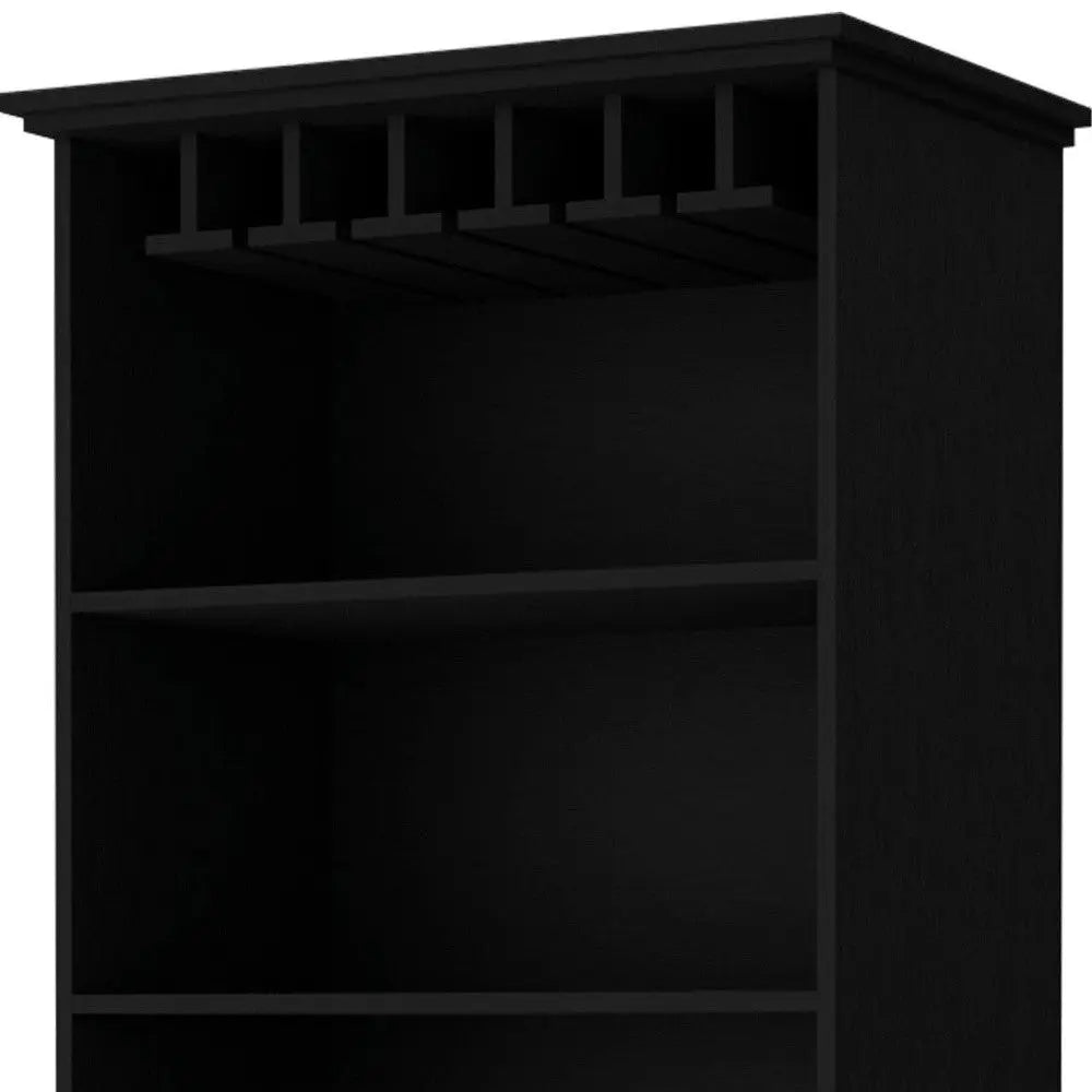 70" Black Wood Bar Cabinet With Two Doors Homeroots Kitchen & Dining