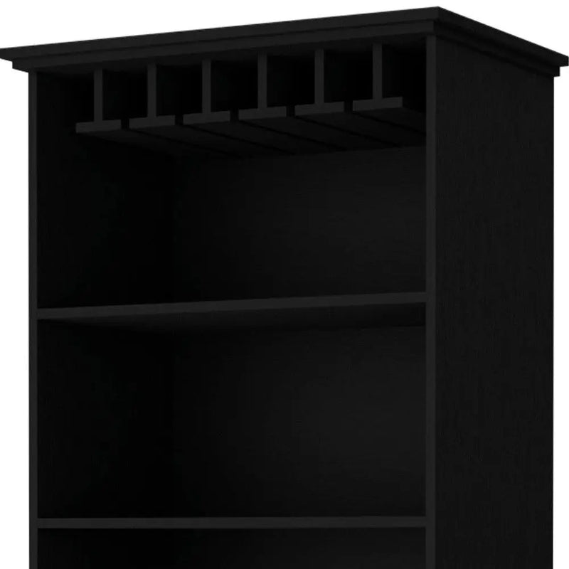 70" Black Wood Bar Cabinet With Two Doors Homeroots Kitchen & Dining