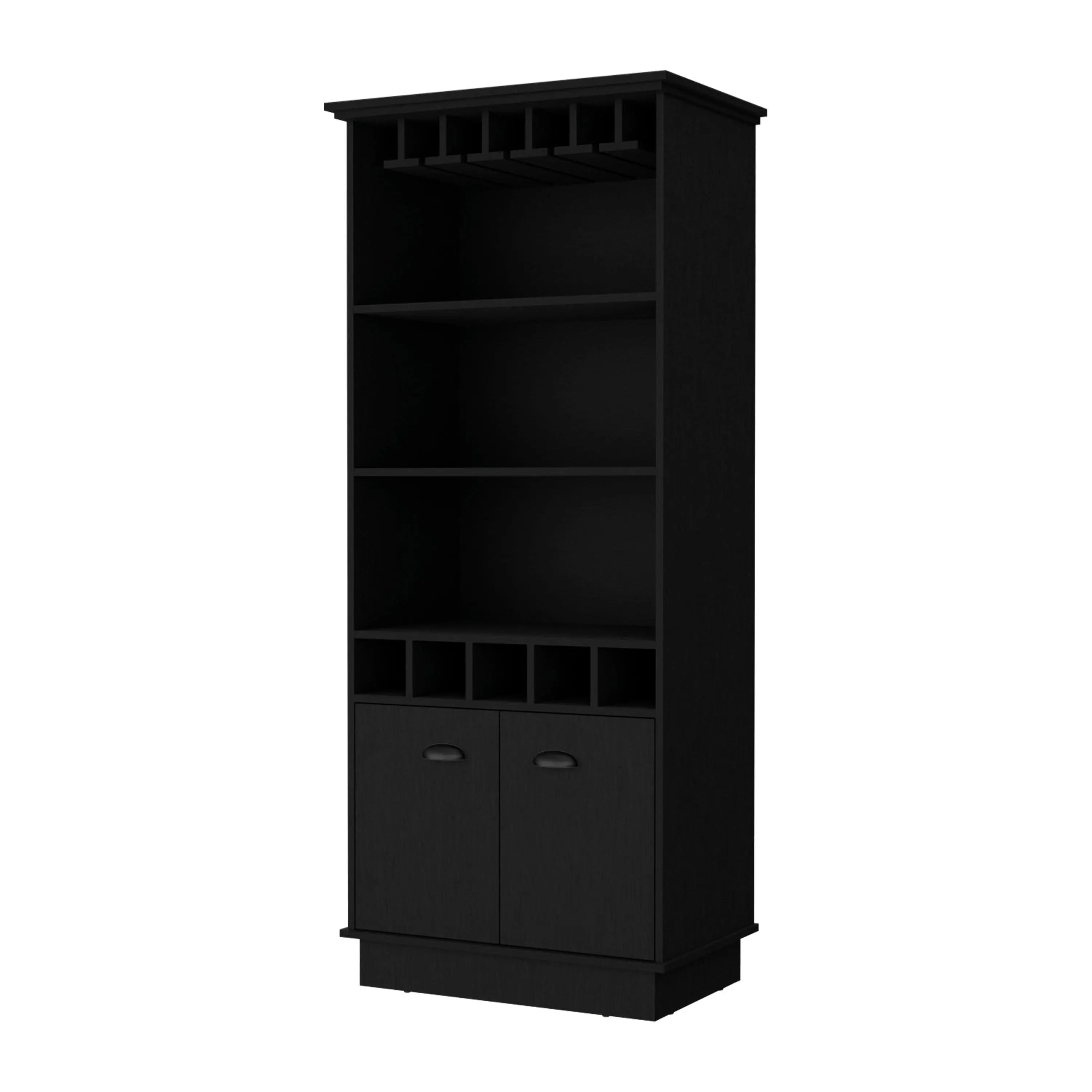 70" Black Wood Bar Cabinet With Two Doors Homeroots Kitchen & Dining