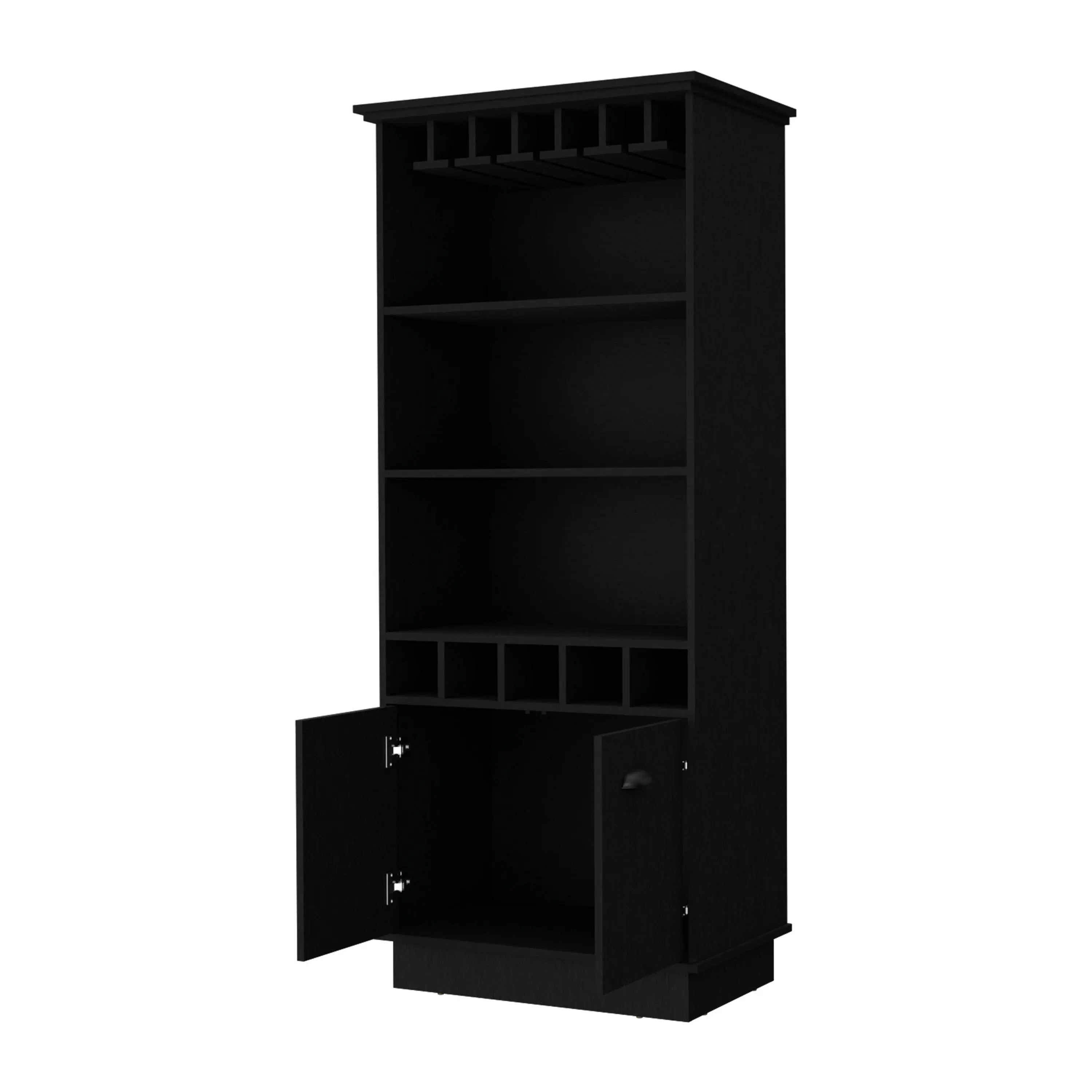 70" Black Wood Bar Cabinet With Two Doors Homeroots Kitchen & Dining