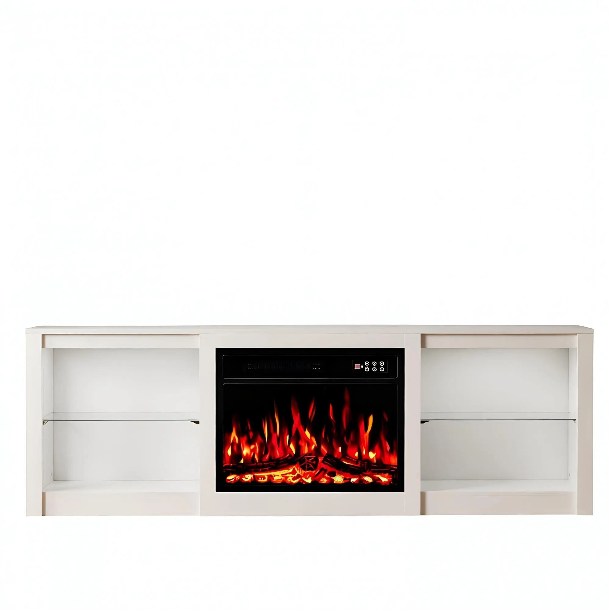 70" Black Wood Fireplace Entertainment Center With Fireplace Homeroots Living Room