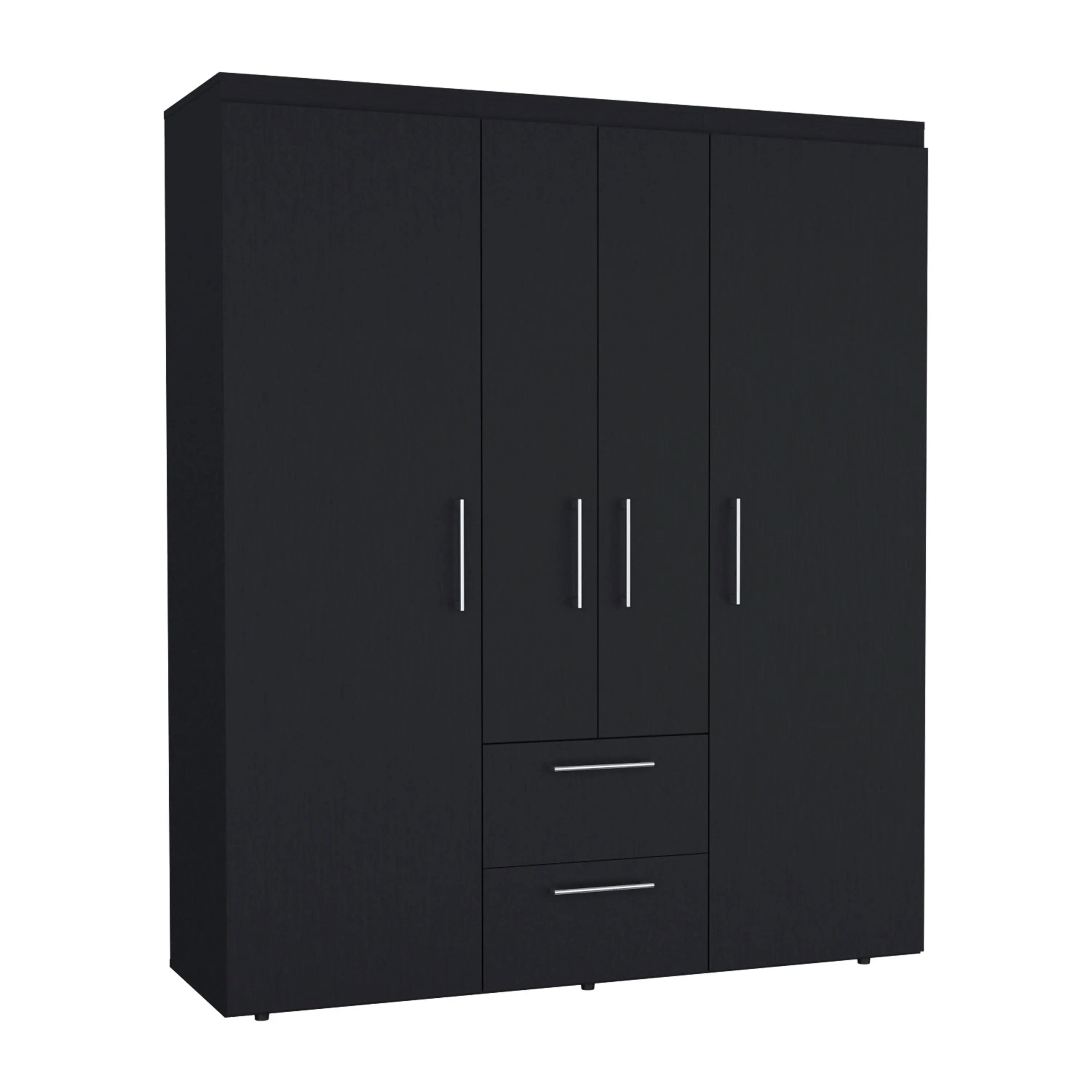 70" Black Wood Four Door Two Drawer Combo Dresser Homeroots Bed & Bath