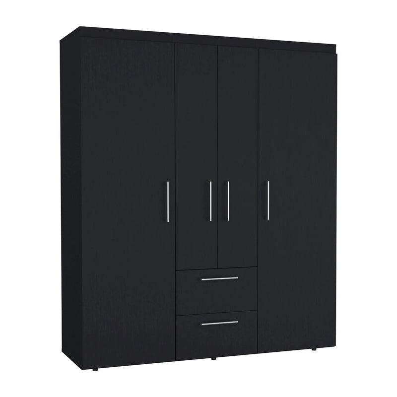 70" Black Wood Four Door Two Drawer Combo Dresser Homeroots Bed & Bath