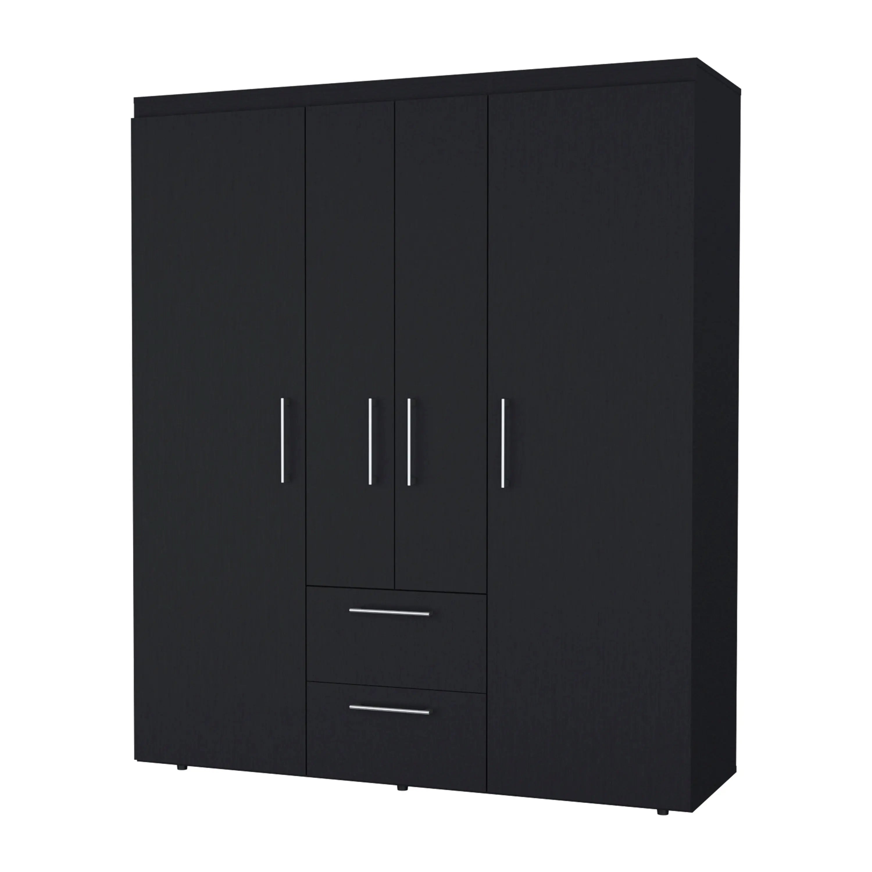 70" Black Wood Four Door Two Drawer Combo Dresser Homeroots Bed & Bath