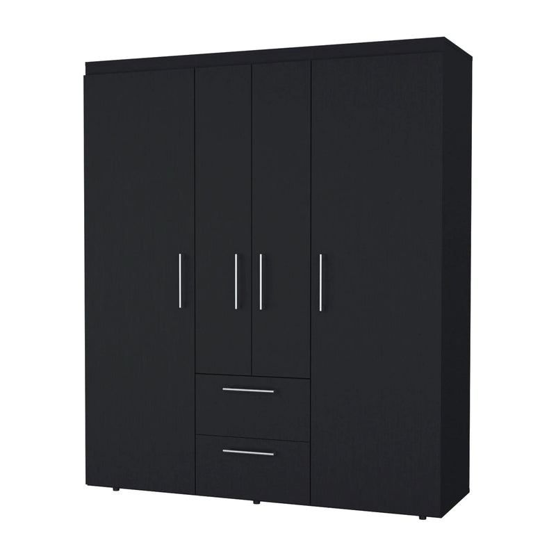 70" Black Wood Four Door Two Drawer Combo Dresser Homeroots Bed & Bath