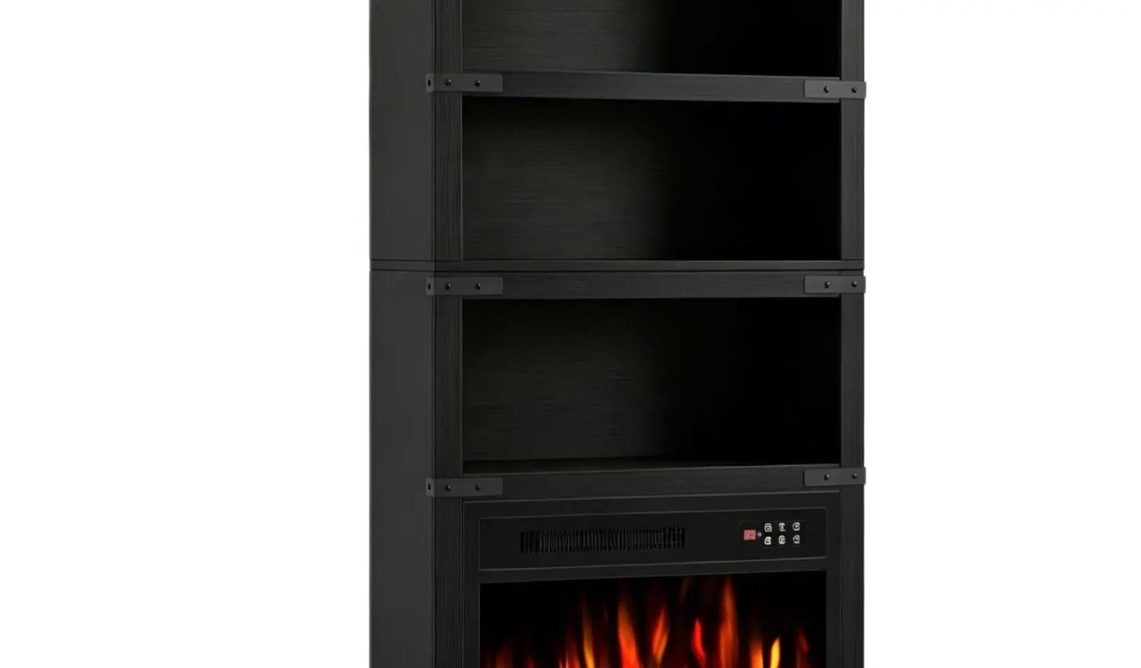 70" Black Wood Four Tier USB Bookcase Homeroots Office