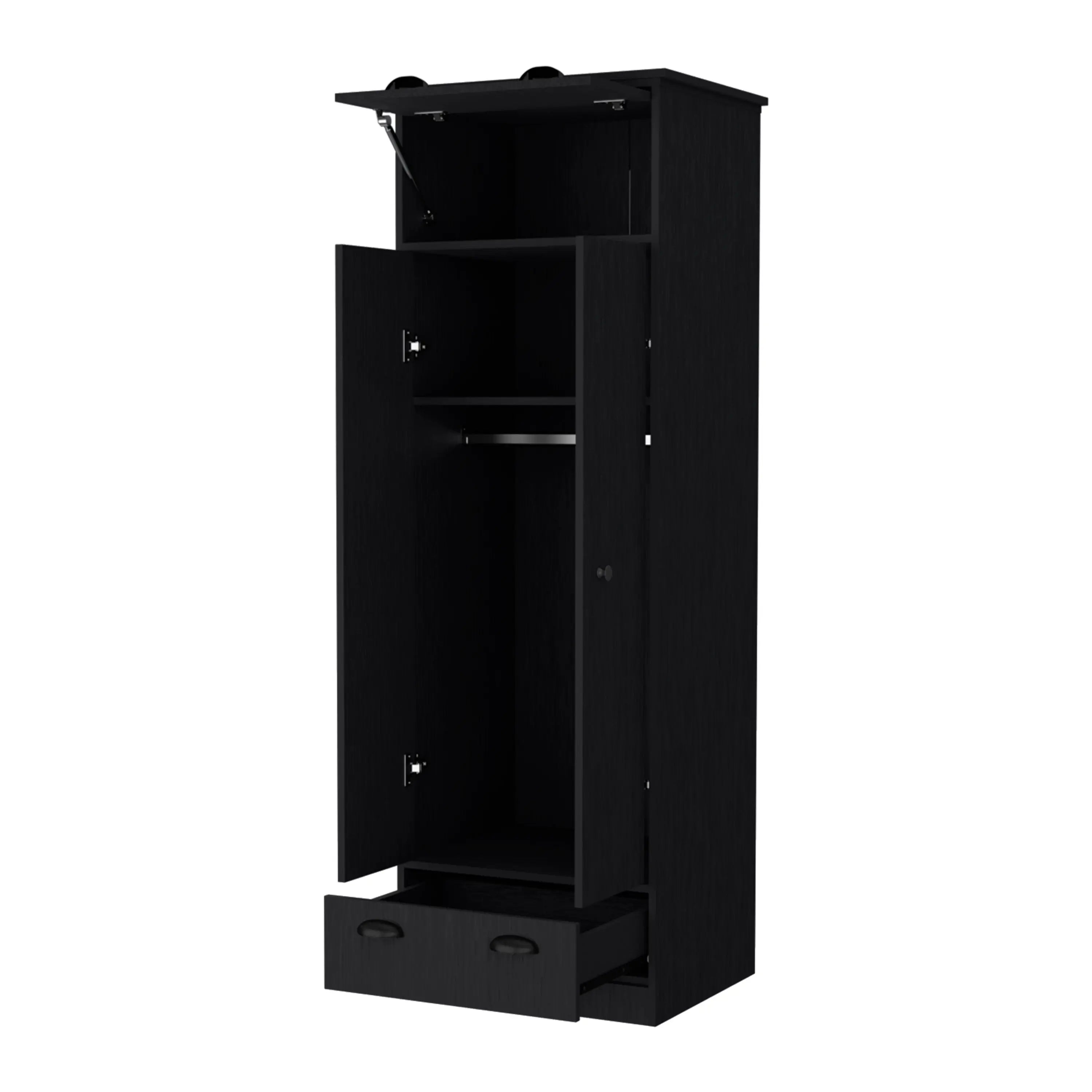 70" Black Wood Three Door Single Drawer Combo Dresser Homeroots Bed & Bath