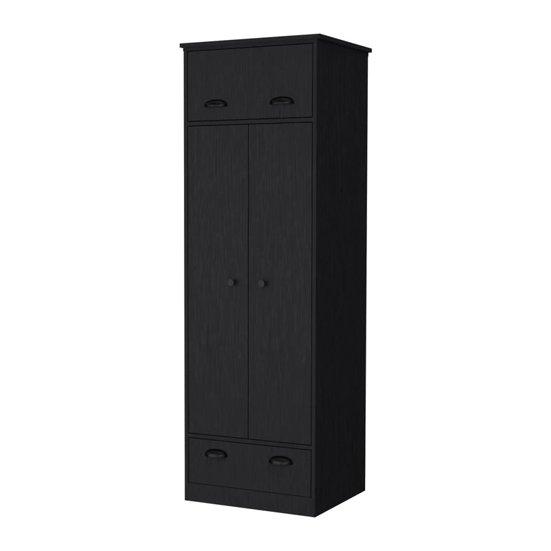 70" Black Wood Three Door Single Drawer Combo Dresser Homeroots Bed & Bath