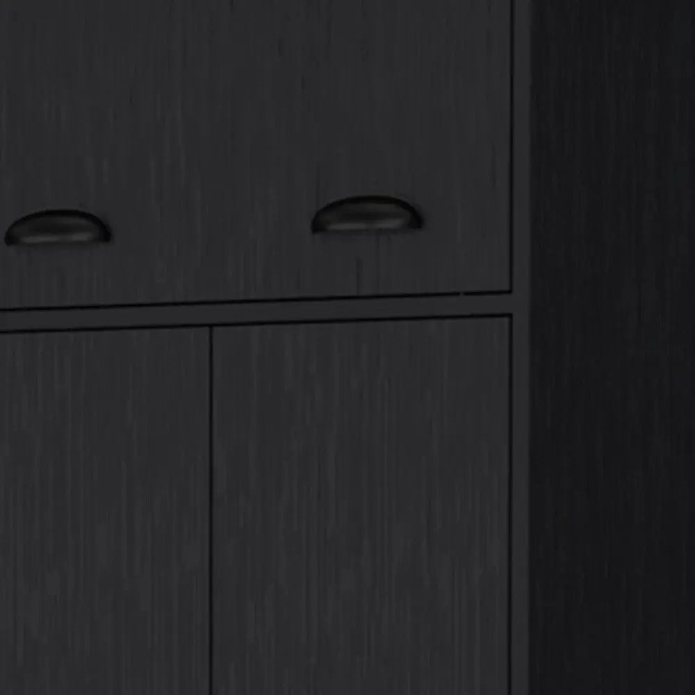 70" Black Wood Three Door Single Drawer Combo Dresser Homeroots Bed & Bath