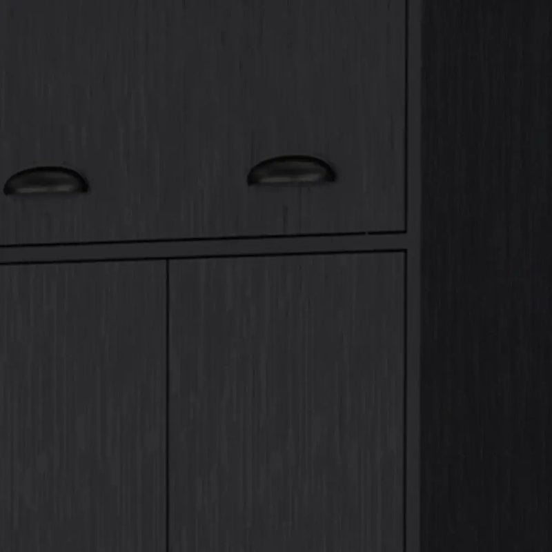 70" Black Wood Three Door Single Drawer Combo Dresser Homeroots Bed & Bath