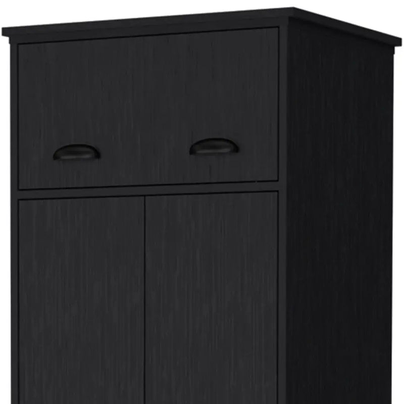 70" Black Wood Three Door Single Drawer Combo Dresser Homeroots Bed & Bath