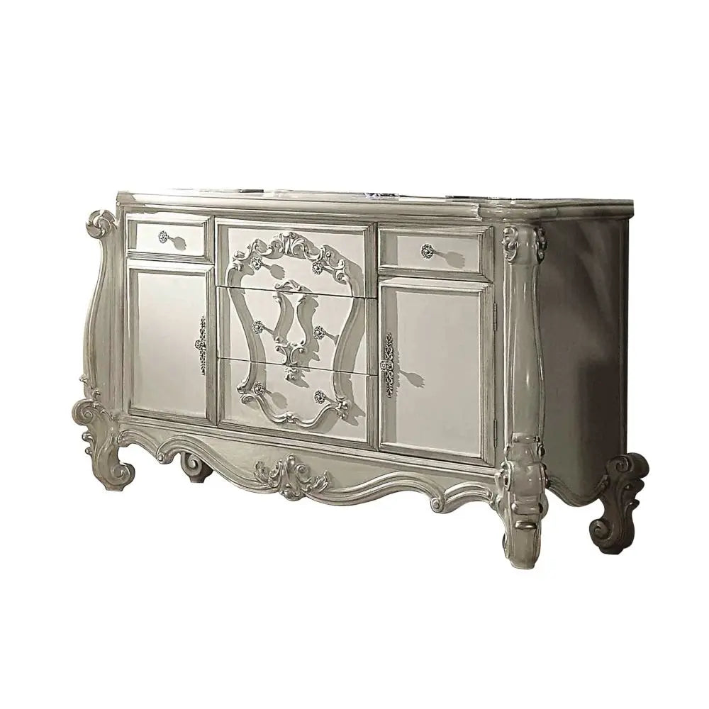 70" Bone White Solid Wood Six Drawer Combo Dresser Homeroots Bed & Bath
