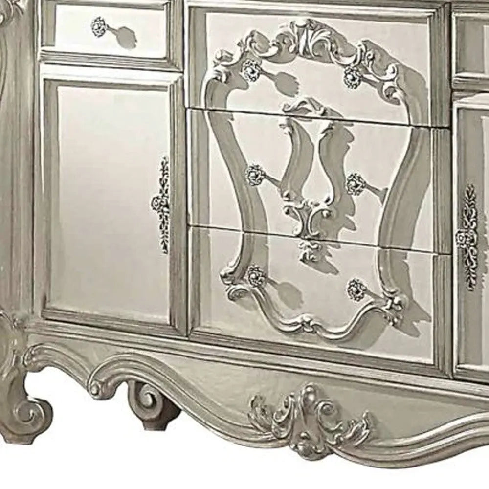 70" Bone White Solid Wood Six Drawer Combo Dresser Homeroots Bed & Bath
