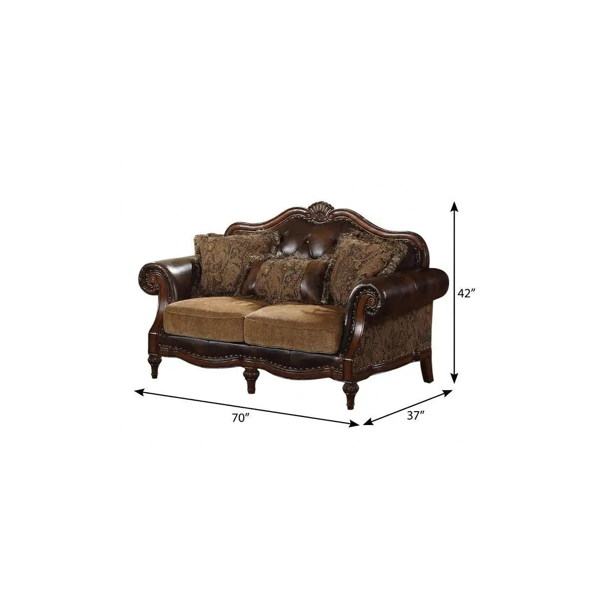 70" Brown Faux Leather Chesterfield Loveseat Homeroots Living Room