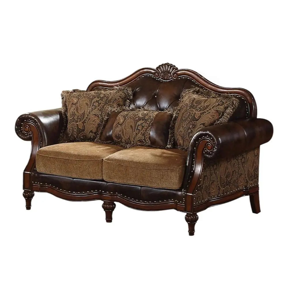 70" Brown Faux Leather Chesterfield Loveseat Homeroots Living Room