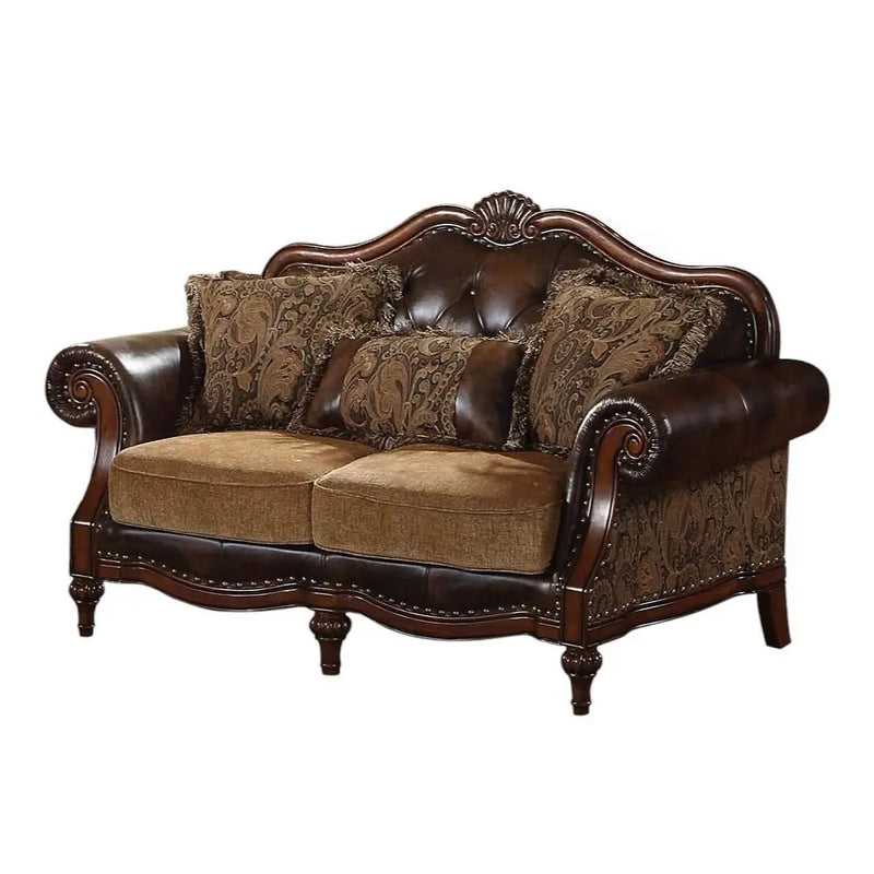 70" Brown Faux Leather Chesterfield Loveseat Homeroots Living Room