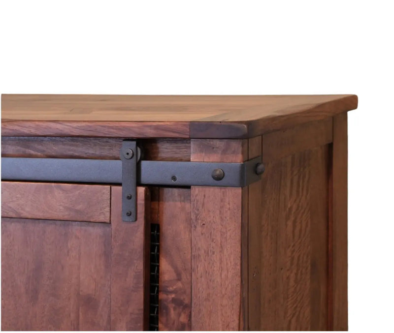 70" Brown Solid Wood Cabinet Enclosed Storage Distressed TV Stand Homeroots Living Room
