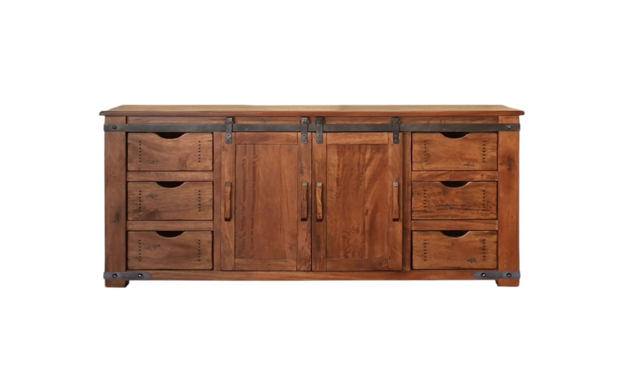 70" Brown Solid Wood Enclosed Storage Distressed TV Stand Homeroots Living Room