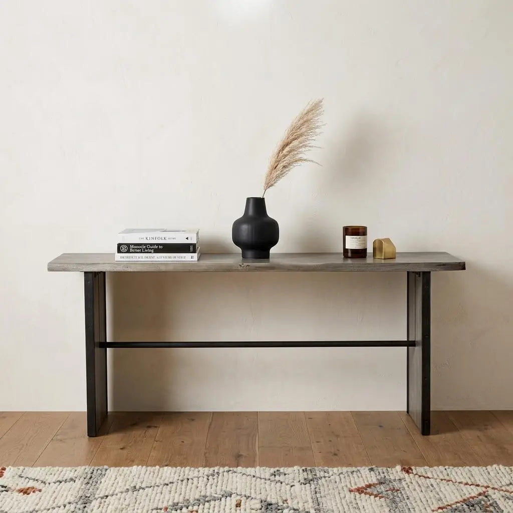 70" Brown Solid Wood Solid Console Table Homeroots Living Room