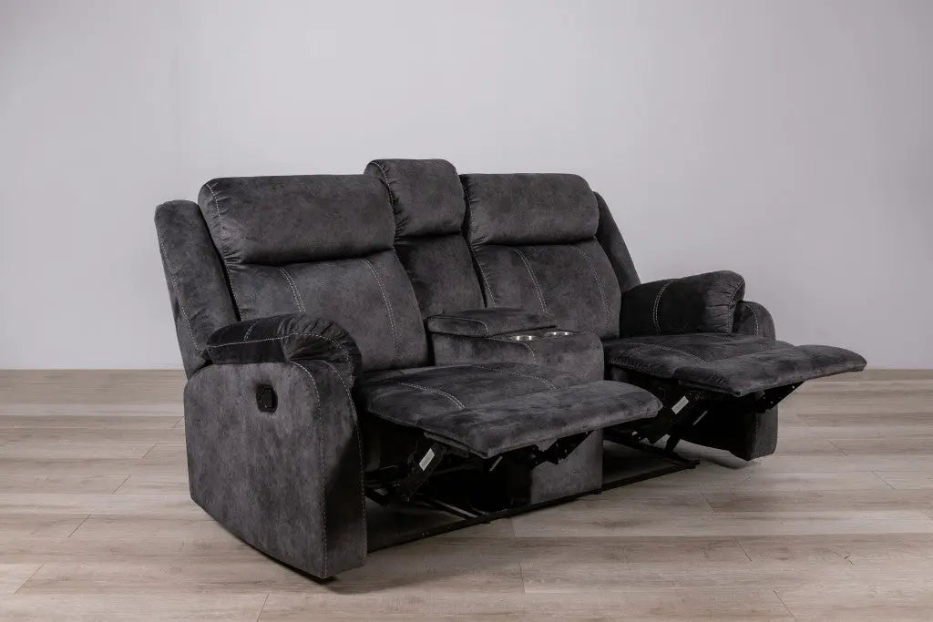 70" Dark Gray Microfiber Manual Reclining Loveseat With Storage Homeroots Living Room