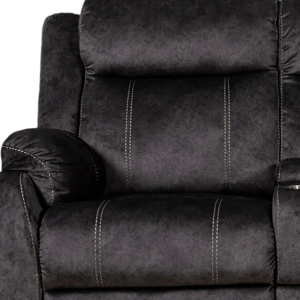 70" Dark Gray Microfiber Manual Reclining Loveseat With Storage Homeroots Living Room