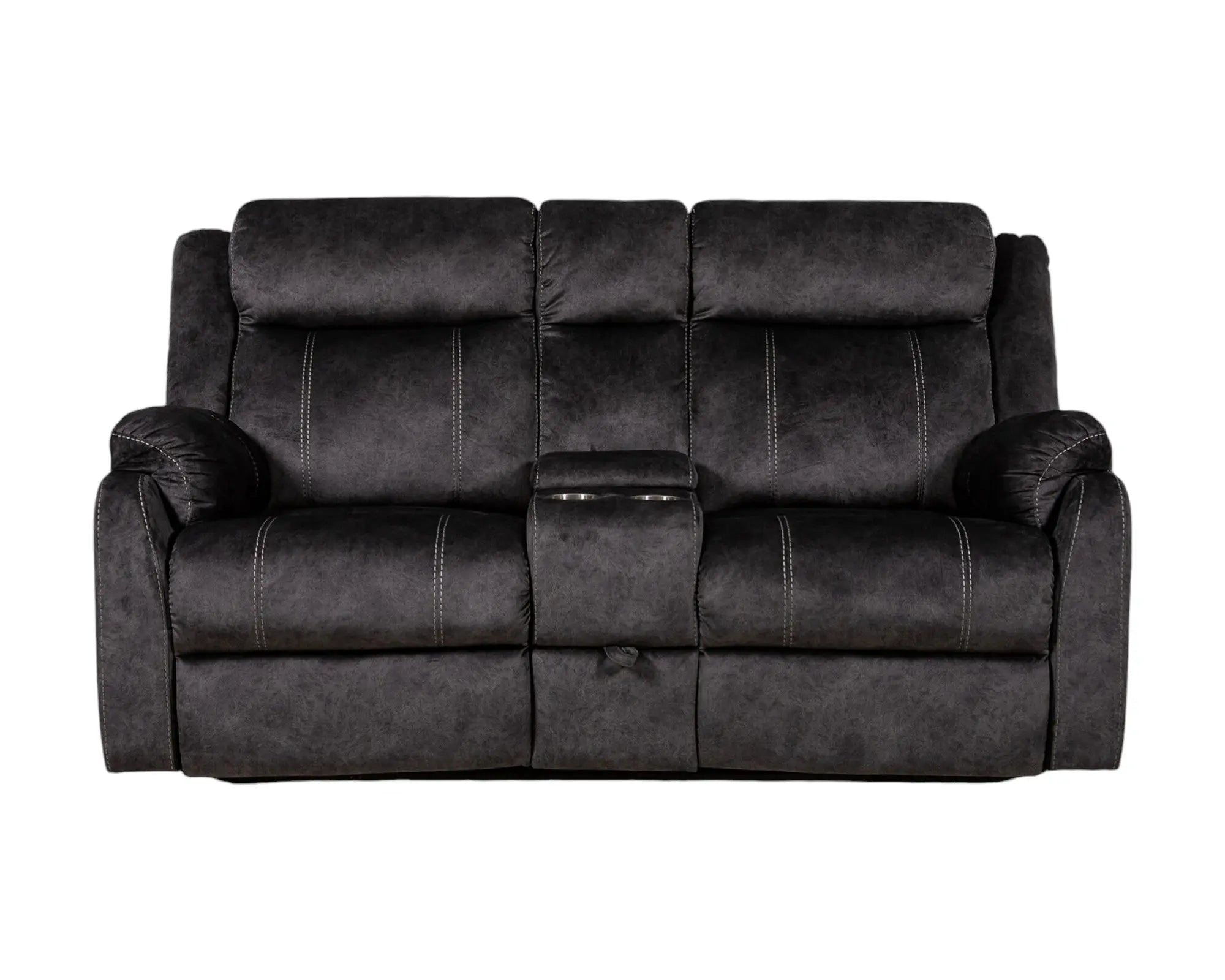 70" Dark Gray Microfiber Manual Reclining Loveseat With Storage Homeroots Living Room