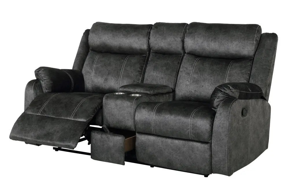 70" Dark Gray Microfiber Manual Reclining Loveseat With Storage Homeroots Living Room